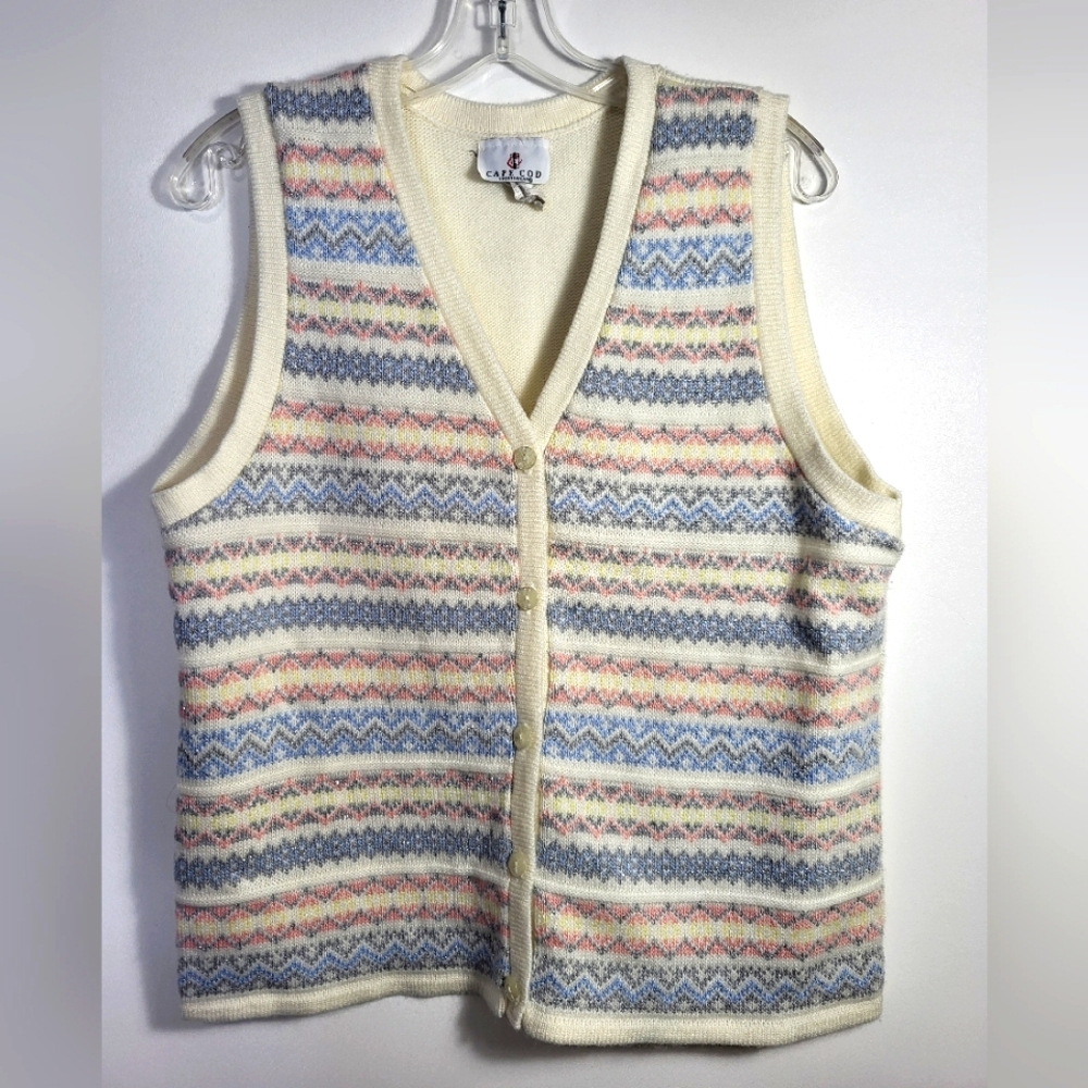 Cape Cod Sportswear button up knit vest   women's L  #2485